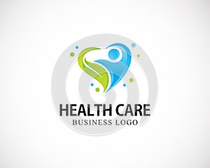 health care logo creative heart people concept nature herbal