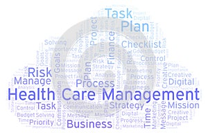 Health Care Management word cloud, made with text only.