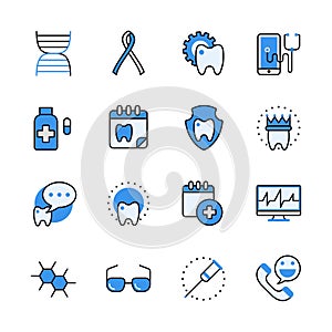 Health care medical dental help lineart web flat v