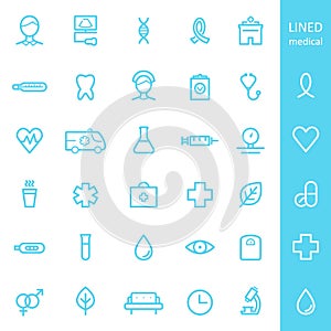 Health Care and Medical Lined Icons Set