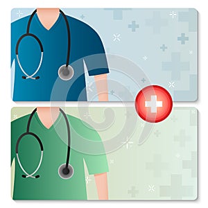 Health care and medicine concept. Medical and health care backdrop. Web banner with medical character.