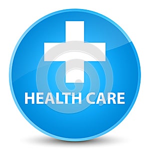 Health care (plus sign) elegant cyan blue round button