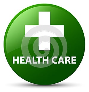 Health care (plus sign) green round button