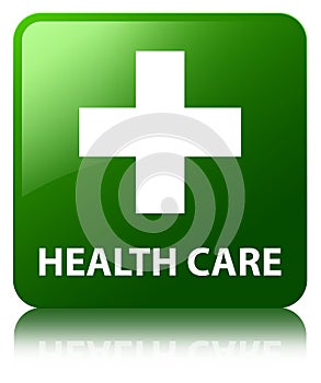 Health care (plus sign) green square button