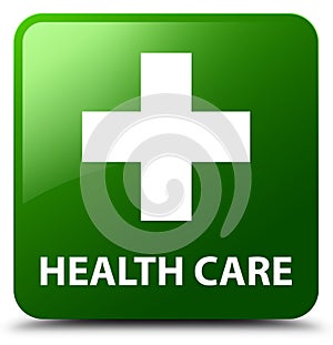 Health care (plus sign) green square button