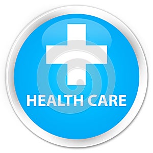 Health care (plus sign) premium cyan blue round button