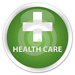 Health care (plus sign) premium soft green round button