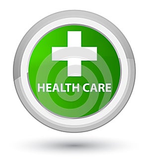 Health care (plus sign) prime green round button