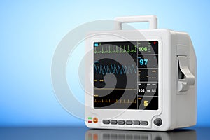Health care portable cardiac monitoring equipment. 3d Rendering