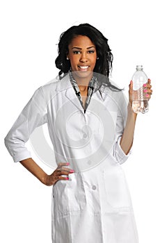 Health Care Professional Holding Water Bottle