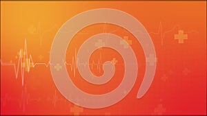 Health care and science icon pattern medical innovation concept. Text frame surface. Loop animation orange background