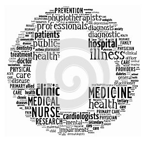 Health-care word collage photo