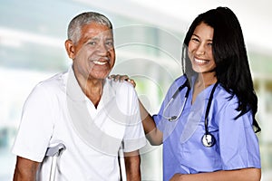 Health Care Worker and Elderly Man