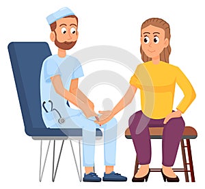 Health check illustration. Doctor examine female patient