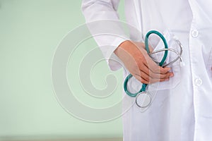 Health check up concept, Close-up portrait of female doctor hold