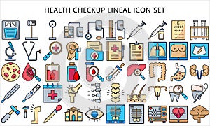 Health checkup lineal colored icon set