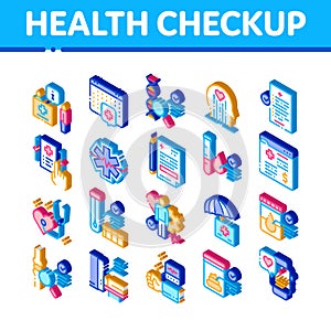 Health Checkup Medical Isometric Icons Set Vector