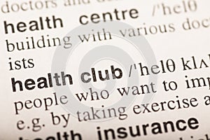 Health club - text in dictionary