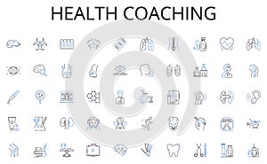 Health coaching line icons collection. Sustainability, Ecosystems, Biodiversity, Pollution, Renewables, Greenhouse photo
