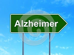 Health concept: Alzheimer on road sign background