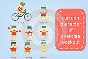 Health concept of cartoon character set of exercise workouts vector