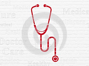Health concept: Stethoscope on wall background
