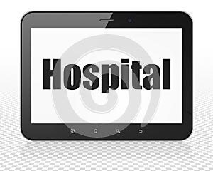 Health concept: Tablet Pc Computer with Hospital on display