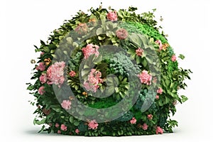 Health Day, planet Earth entwined with grass and colorful flowers on a white background. AI generated.