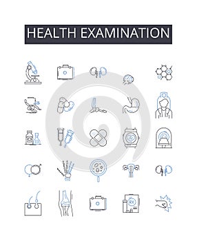 Health examination line icons collection. News, Announcement, Release, Launch, Update, Media, Publicity vector and