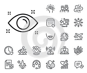 Health eye line icon. Oculist clinic sign. Optometry vision. Online doctor, patient and medicine. Vector