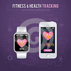 Health fitness tracker interface for smart watch and phone