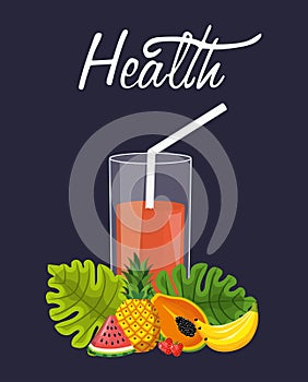 Health food tasty juice papaya pineapple banana watermelon