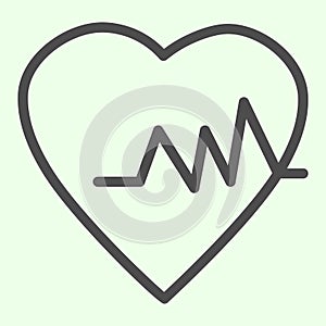 Health heart line icon. Heartbeat cardiogram and rate outline style pictogram on white background. Life trace, medicine