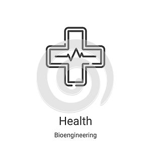 health icon vector from bioengineering collection. Thin line health outline icon vector illustration. Linear symbol for use on web