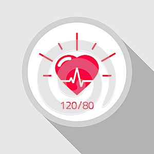 Health icon vector flat cartoon, concept of heart and good blood pressure rate medical symbol, pulse healthcare