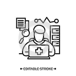 Health information manager icon. Clinical documentation specialist. Editable vector illustration