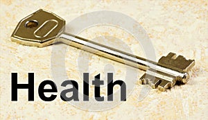 Health. The inscription on the background of the key.
