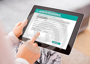 Health insurance application on tablet