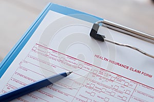 Health insurance claim form