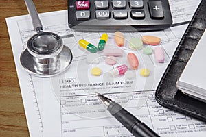 Health insurance claim form with drugs