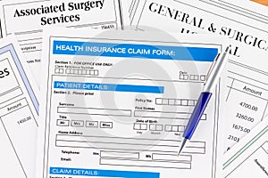 Health Insurance Claim Form with Invoices