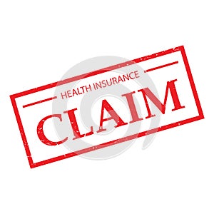 Health insurance claim stamp on white