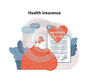Health insurance concept. Elderly person reviews medical coverage