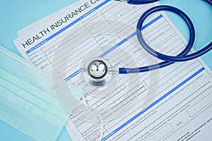 Health insurance form with stethoscope Medical Form