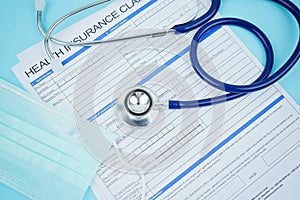 Health insurance form with stethoscope Medical Form