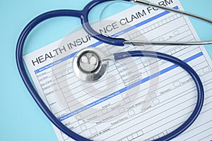 Health insurance form with stethoscope Medical Form