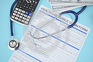 Health insurance form with stethoscope Medical Form