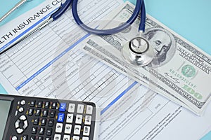 Health insurance form with stethoscope Medical Form