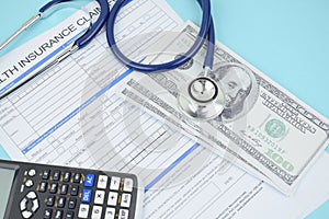 Health insurance form with stethoscope Medical Form