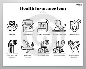 Health insurance icons Line pack